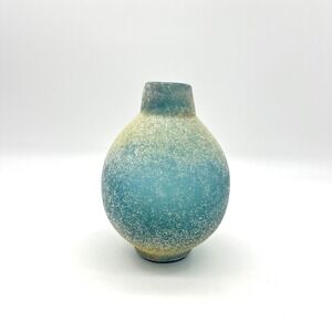 Uttermost Mercedes Weathered Blue Green Costal Glass Vase Round Orb Shape